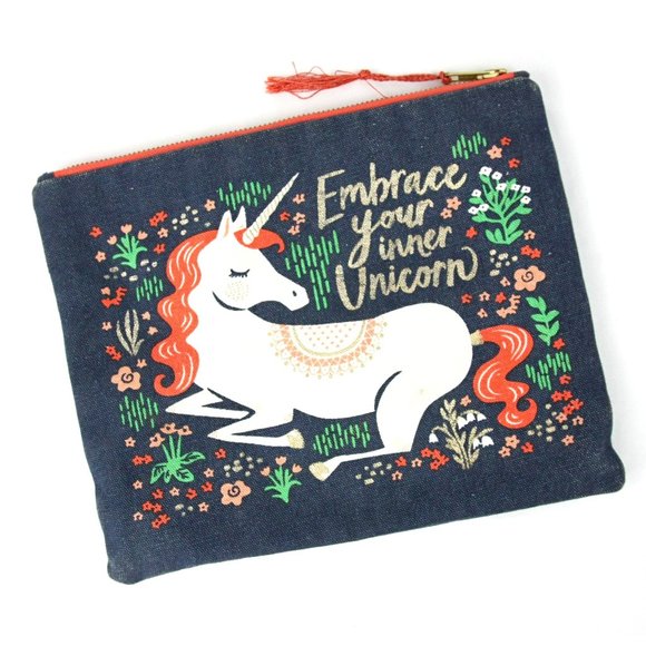 Embrace Your Inner Unicorn Makeup Bag Purse Clutch Pencil Pouch Paper Source - Picture 1 of 10